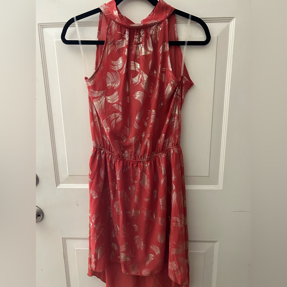 Tie back sheer halter cocktail dress